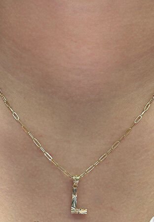 Altın 3 Boyutlu L Harfli Ataç Zincir