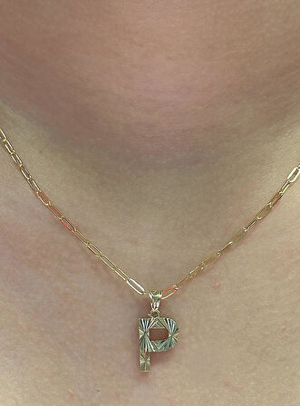  Altın 3 Boyutlu P Harfli Ataç Zincir