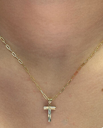 Altın 3 Boyutlu T Harfli Ataç Zincir