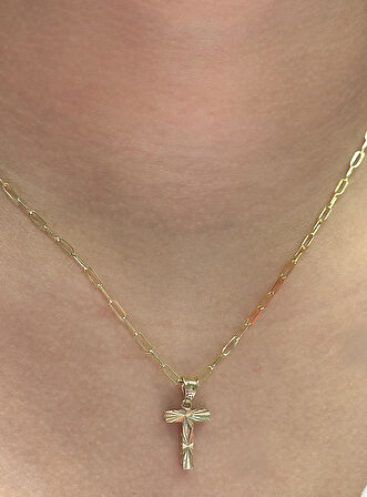 Altın 3 Boyutlu T Harfli Ataç Zincir