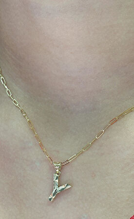  Altın 3 Boyutlu Y Harfli Ataç Zincir