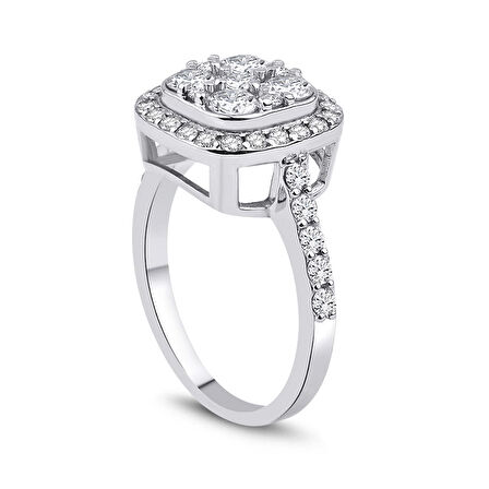  Beyaz Altın Coronet Taşlı Yüzük