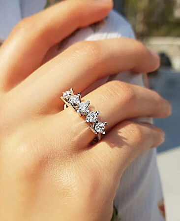  Beyaz Altın Beştaş Yüzük 34509