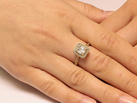 Altın Baget Taşlı Yüzük 34294