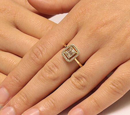 Altın Baget Taşlı Yüzük 34295