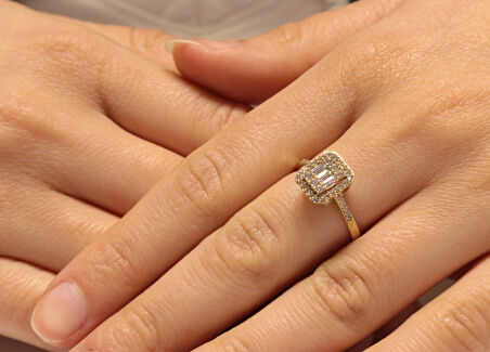  Altın Baget Taşlı Yüzük 34296