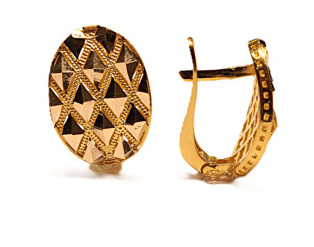  14 Ayar Altın Baklava Model J Küpe