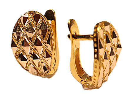  14 Ayar Altın Baklava Model J Küpe