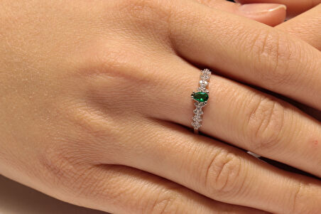  14 Ayar Altın Yeşil Taşlı Damla Model Su Yolu Düğün-Nişan Seti