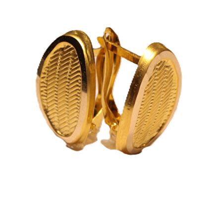  14 Ayar Altın Oval Model Trabzon Hasır Küpe