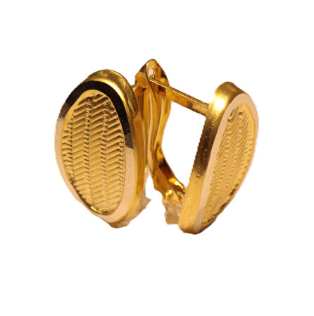  14 Ayar Altın Oval Model Trabzon Hasır Küpe