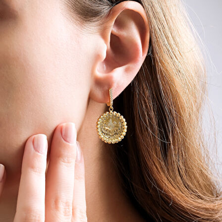 14 Ayar Altın Dorika Toplu Reşat Çeyrek Altın Küpe