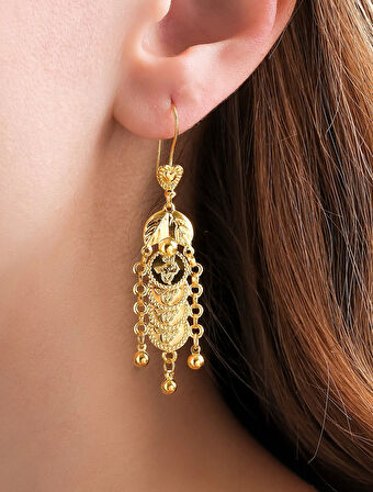 14 Ayar Altın Sallantılı Reşat Çeyrek Altın Küpe