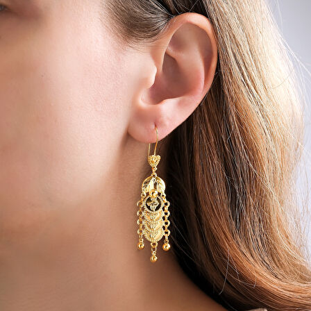 14 Ayar Altın Sallantılı Reşat Çeyrek Altın Küpe