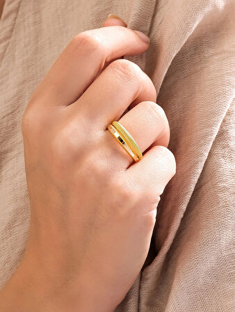 14 Ayar Altın Çift Sıra Ajda Model Yüzük