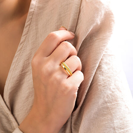 14 Ayar Altın Çift Sıra Ajda Model Yüzük