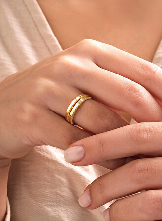 14 Ayar Altın İki Sıra Ajda Model Yüzük