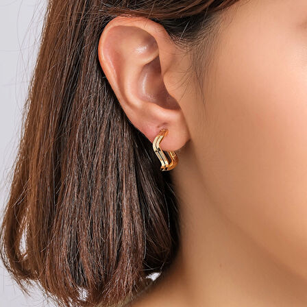  Altın İkili Zikzak Ajda Halka Küpe