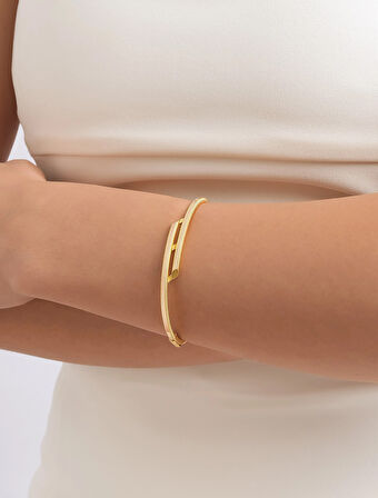 Altın Çapraz Model Ajda Kelepçe Bilezik