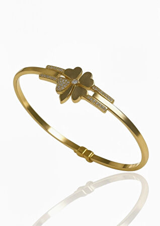 Altın Yonca Model Kelepçe Bilezik