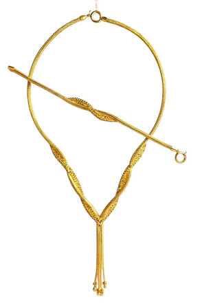 14 Ayar Altın Dorika Toplu İtalyan Kazze Set