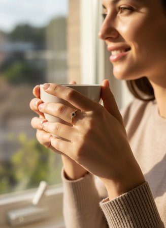 14 Ayar Altın Minimal Kristal Model Yüzük – Zarafetin Işıltılı Hali
