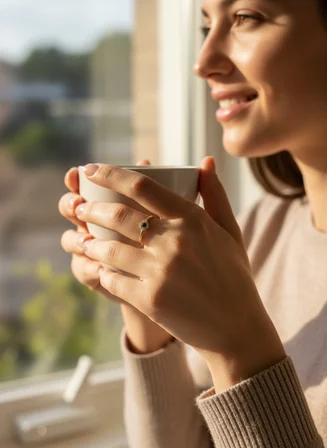 14 Ayar Altın Minimal Kristal Model Yüzük – Zarafetin Işıltılı Hali