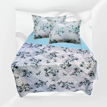 Çift kişilik %100 pamuklu(nevresim 200x225)Lastikli Çarşaf 180x200x30(fermuarlı yastık kılıfı 50x70)