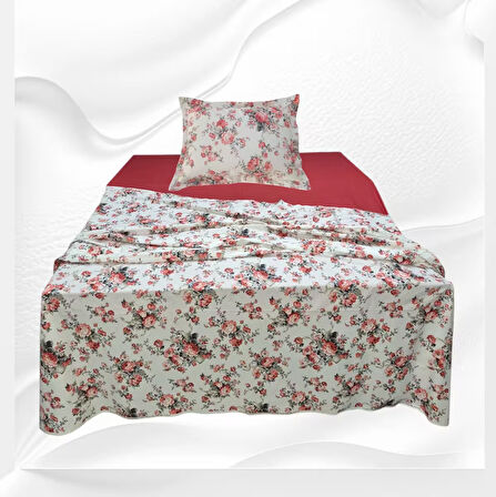 Tek kişilik %100 pamuklu (Nevresim 160X225)Lastikli Çarşaf 100X200X30 (fermuarlı yastık kılıfı 50x70 