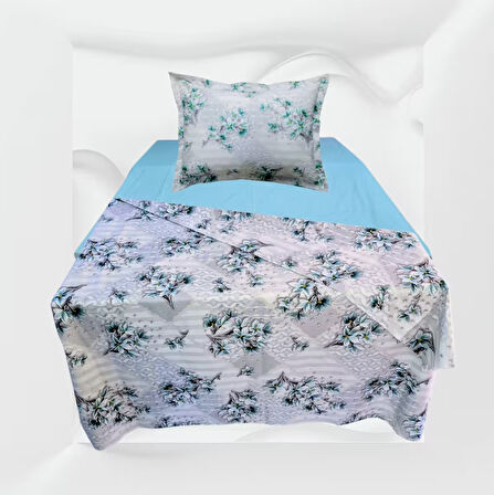 Tek kişilik %100 pamuklu (Nevresim 160X225)Lastikli Çarşaf 100X200X30 (fermuarlı yastık kılıfı 50x70 