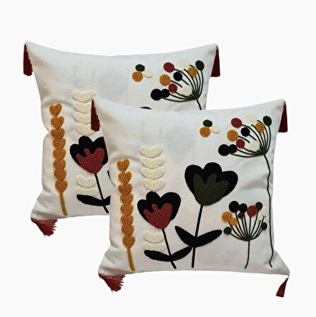 Nakışlı kırlent kılıfı Fermuarlı (40x40)