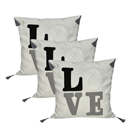 3 adet Fermuarlı Nakışlı Kırlent kılıfı(40x40)