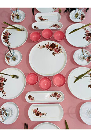 Pink Rose Model 6 Kişilik 23 Parça Kahvaltı Takımı