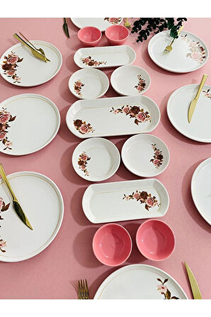 Pink Rose Model 8 Kişilik 19 Parça Kahvaltı Takımı