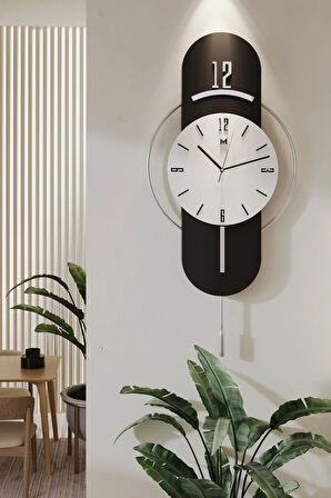 Antrasit-gümüş Milano Time Modern Dekoratif Metal Camlı Duvar Saati