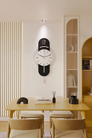 Antrasit-gümüş Milano Time Modern Dekoratif Metal Camlı Duvar Saati