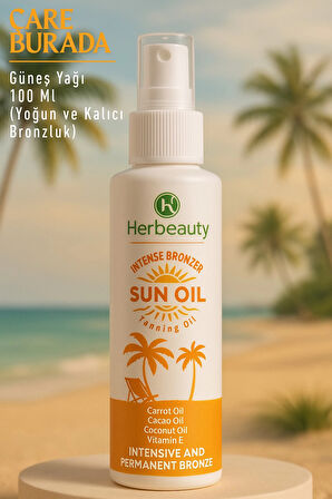 Herbeauty - Bronzlaştırıcı Güneş Yağı 100 Ml (Kakao Yağı, Havuç Yağı, E Vitamini)