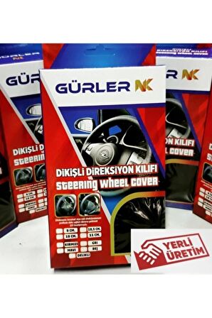 Opel Corsa D Uyumlu Direksiyon Kılıfı Dikmeli Iki Renkli 4 Parça Gri-Siyah