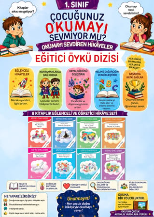 1.Sınıflar İçin Çocuklara Özel Eğitci 10'lu Okuma Kitabı