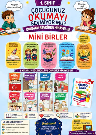 1.Sınıflar İçin Okumayı Sevdiren Öğretmen Tavsiyeli 8'li Hikaye Seti