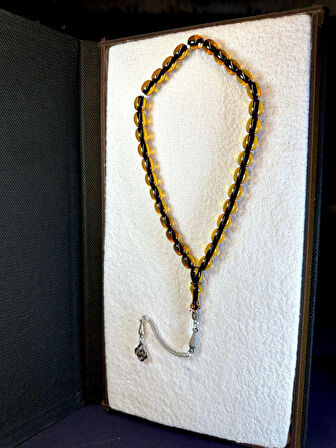 SEVGİLİYE ÖZEL HEDİYE TESBİH ÇUBUK KEHRİBAR ŞEFFAF RENKLİ KAPSÜL KESİM H-1129.