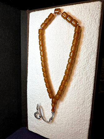 SEVGİLİYE ÖZEL HEDİYE TESBİH ÇUBUK KEHRİBAR TEKERLEK KESİM SARI RENKLİ H-1139.