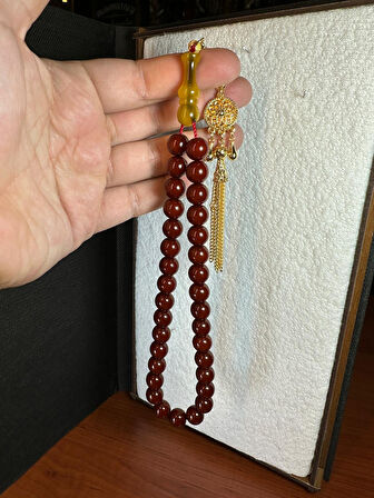 SEVGİLİYE ÖZEL HEDİYE SIKMA ÇUBUK KEHRİBAR BORDO RENK KÜRE KESİM 10MM H-1255.