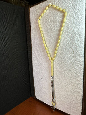 SEVGİLİYE ÖZEL HEDİYE BEYRUT MONOMER TESBİH 7MMX10MM SARI RENKLİ H-1289.