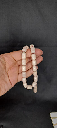 SEVGİLİYE ÖZEL HEDİYE ÇUBUK KEHRİBAR TESBİH KAPSÜL KESİM BEYAZ HAMUR İRİ BOY H-1322.