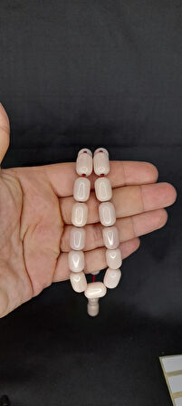 SEVGİLİYE ÖZEL HEDİYE ÇUBUK KEHRİBAR TESBİH KAPSÜL KESİM BEYAZ HAMUR İRİ BOY H-1322.