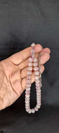 SEVGİLİYE ÖZEL HEDİYE ÇUBUK KEHRİBAR TESBİH KÜRE KESİM BEYAZ HAMUR H-1323.