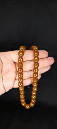 SEVGİLİYE ÖZEL HEDİYE ÇUBUK KEHRİBAR TESBİH FIÇI KESİM KOYU SARI H-1328.