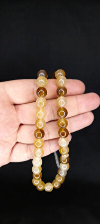 SEVGİLİYE ÖZEL HEDİYE KEDİGÖZÜ TESBİH KAHVERENGİ RENKLİ KÜRE KESİM H-1332.