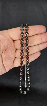 SEVGİLİYE ÖZEL HEDİYE SÜRMELİ UÇAK CAMI TESBİH BORDO-ŞEFFAF RENKLİ BEYZİ KESİM H-1340.
